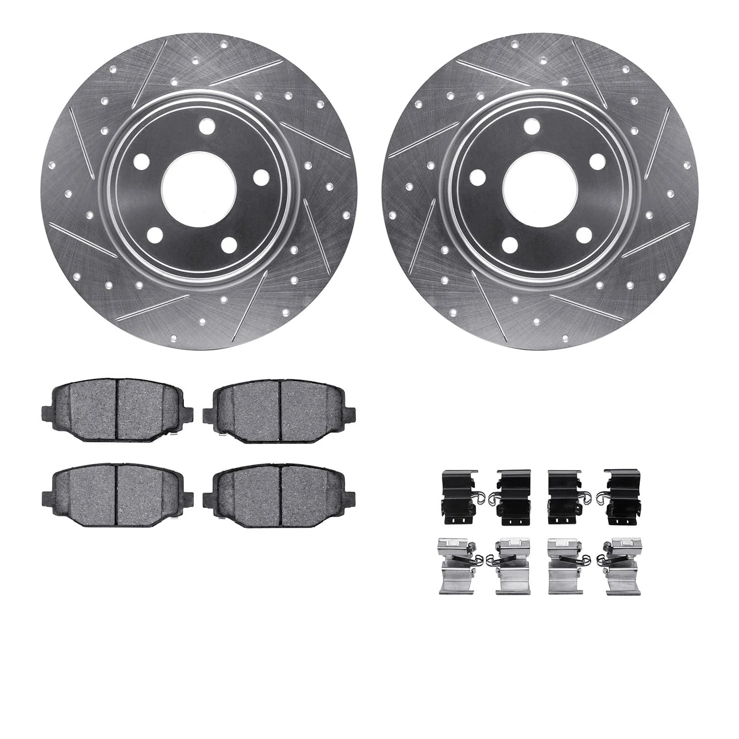 R1 Concepts 12-20 Chrysler Town & Country (Van) Rear Drill/Slot Silver Rotors w/Optimum Pads