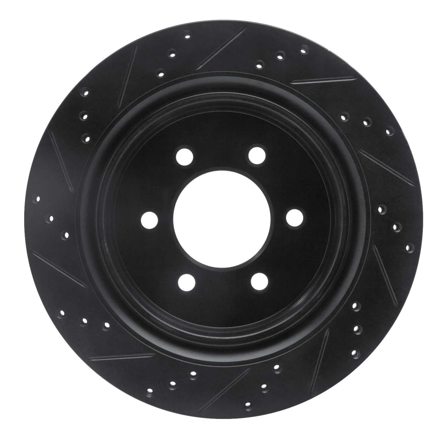 R1 Concepts 12-20 Ford F-150 4WD Rear Right Drilled & Slotted Black Brake Rotor - Image 2