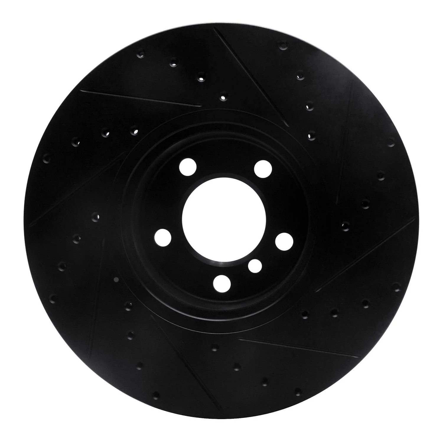 R1 Concepts 12-21 BMW 228I Front Left Drilled & Slotted Black Brake Rotor - Image 2