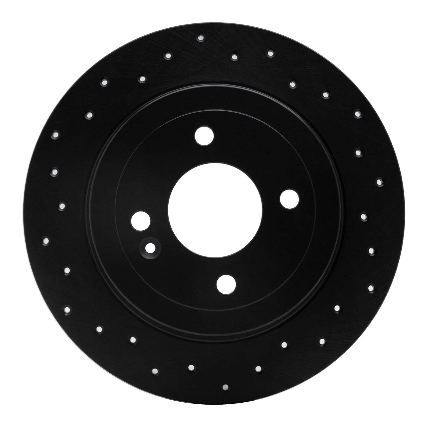 R1 Concepts 12-21 Hyundai Accent Rear Left Drilled Black Brake Rotor