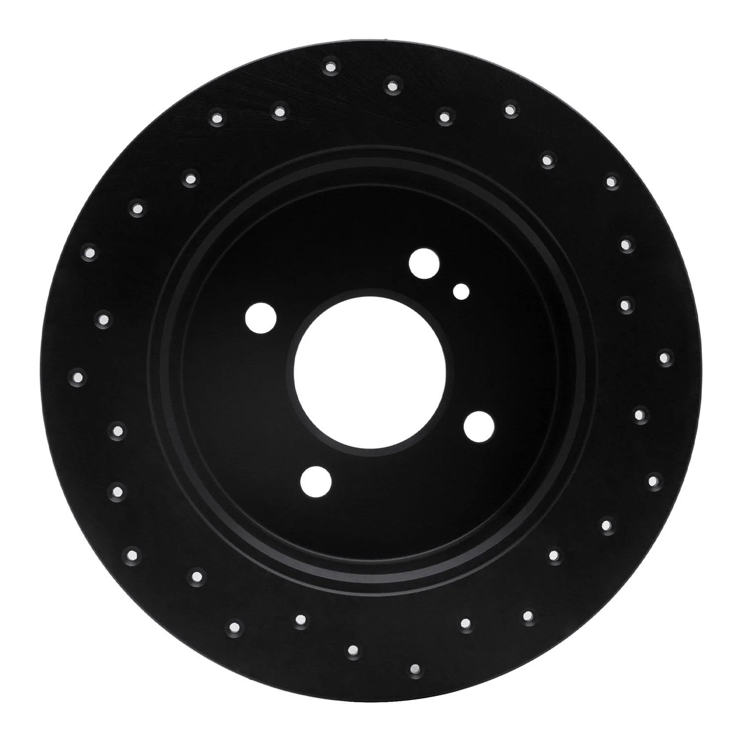 R1 Concepts 12-21 Hyundai Accent Rear Left Drilled Black Brake Rotor - Image 2