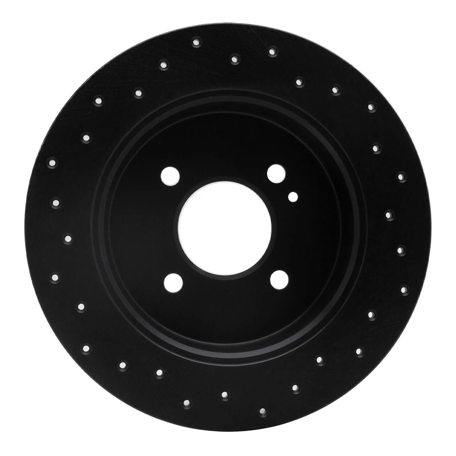 R1 Concepts 12-21 Hyundai Accent Rear Right Drilled Black Brake Rotor