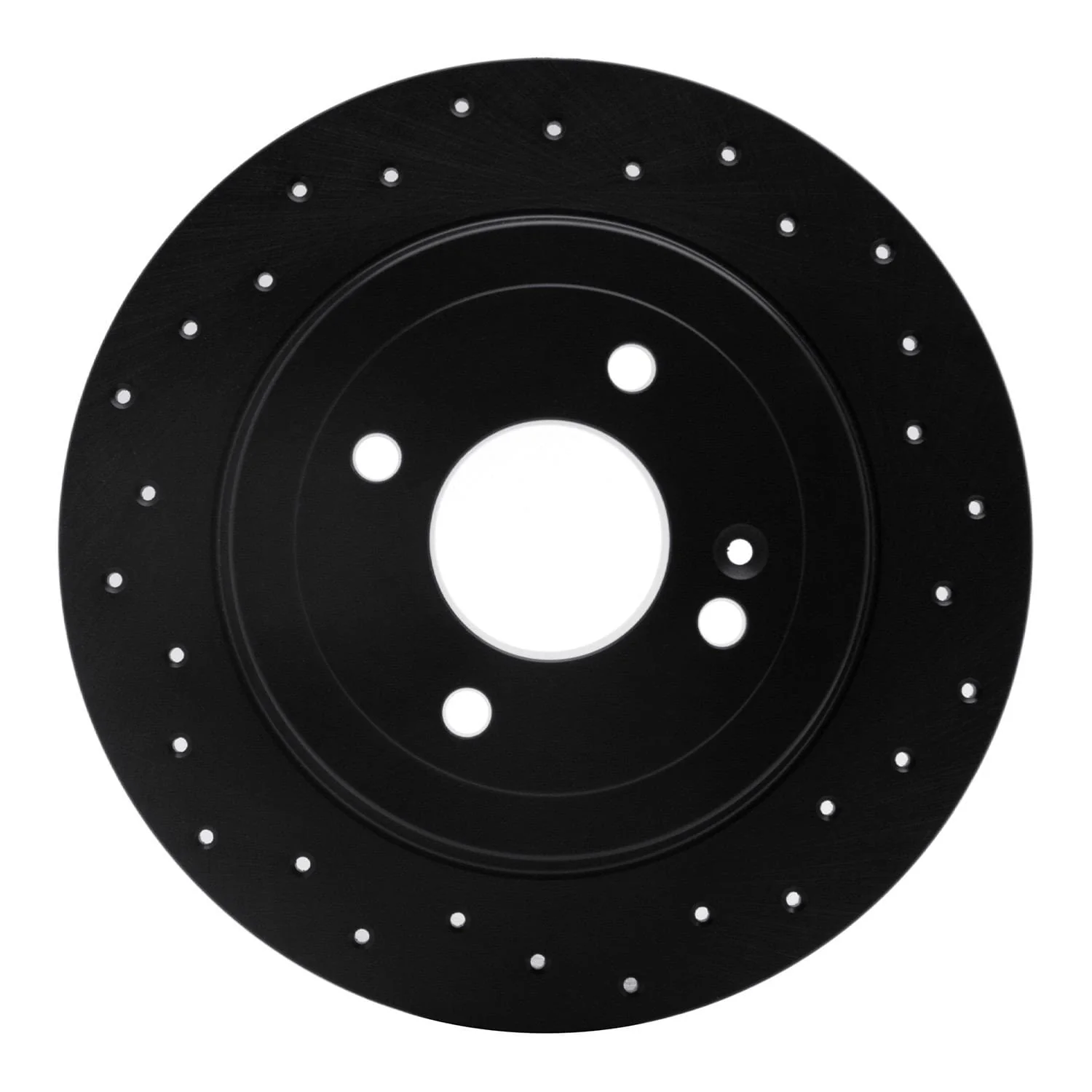 R1 Concepts 12-21 Hyundai Accent Rear Right Drilled Black Brake Rotor - Image 2