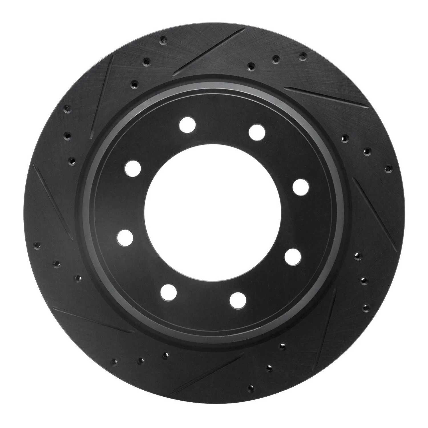 R1 Concepts 12-21 Nissan NV1500 Rear Left Drilled & Slotted Black Brake Rotor