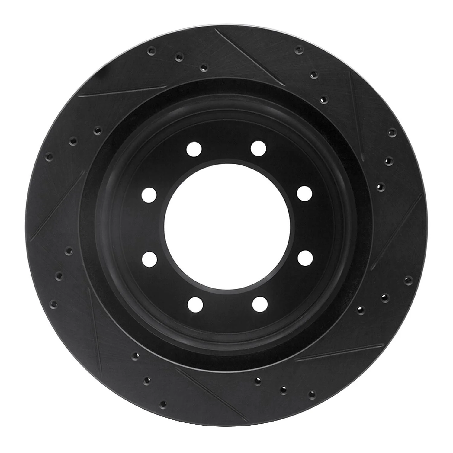 R1 Concepts 12-21 Nissan NV1500 Rear Left Drilled & Slotted Black Brake Rotor - Image 2