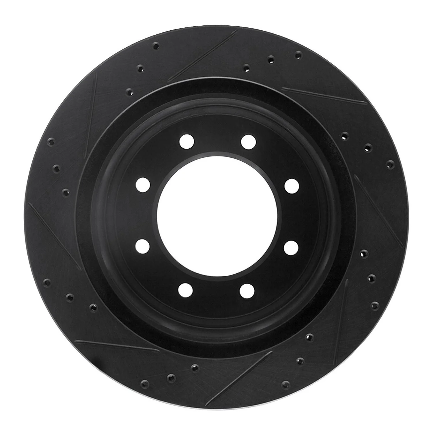 R1 Concepts 12-21 Nissan NV1500 Rear Right Drilled & Slotted Black Brake Rotor - Image 2