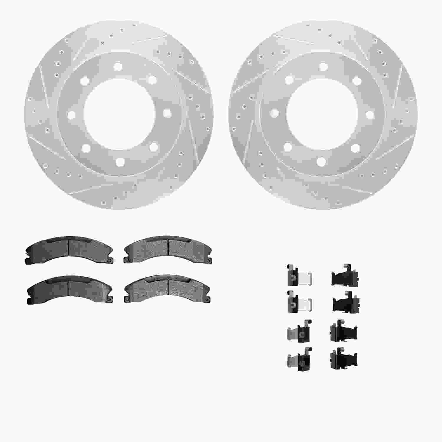 R1 Concepts 12-21 Nissan NV2500 Front Drilled & Slotted Silver Brake Rotor Set w/Optimum OE Pads and Hardware