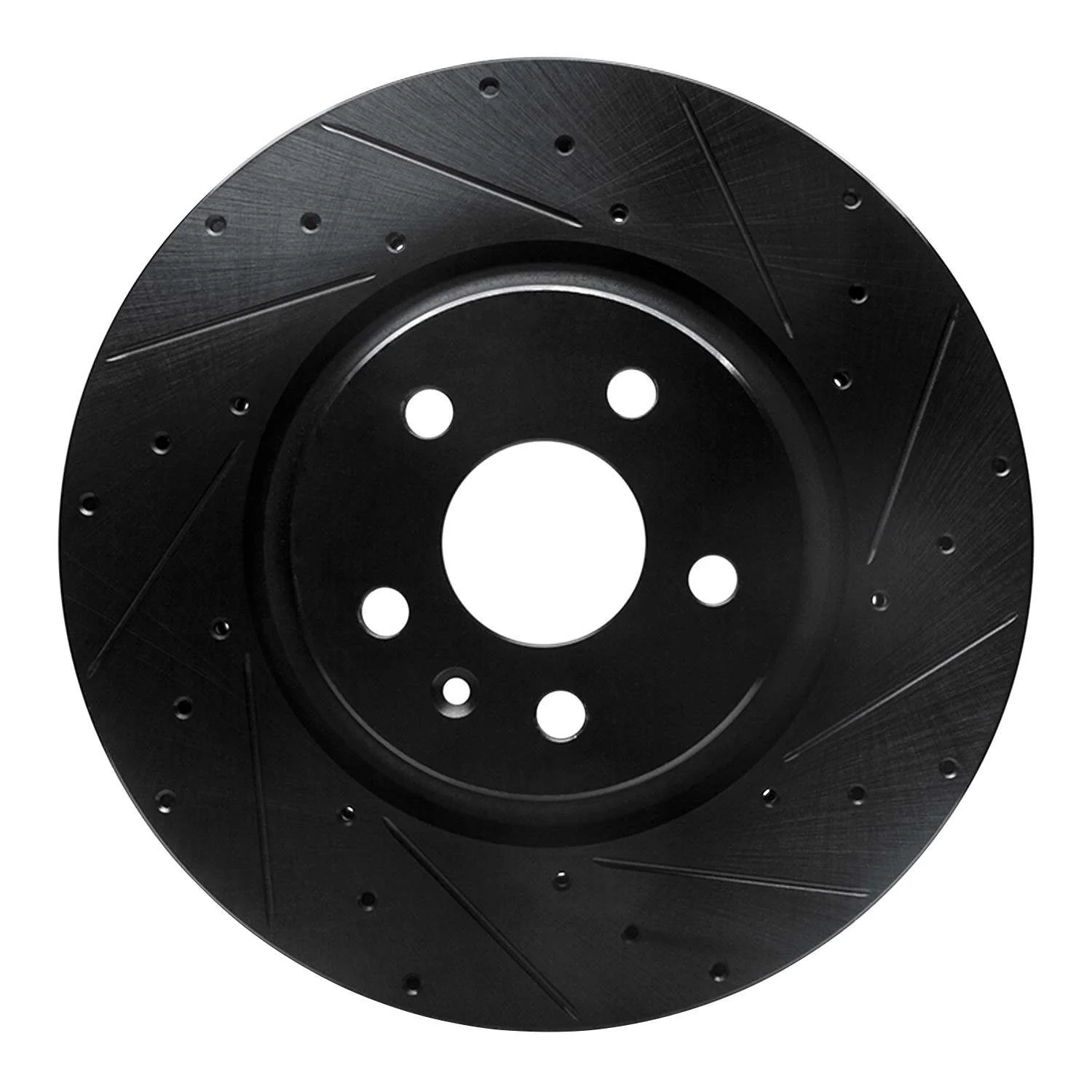 R1 Concepts 12-21 Tesla Model X Front Right Drilled & Slotted Black Brake Rotor