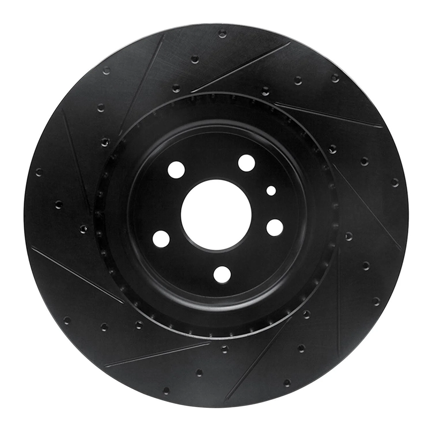 R1 Concepts 12-21 Tesla Model X Front Right Drilled & Slotted Black Brake Rotor - Image 2