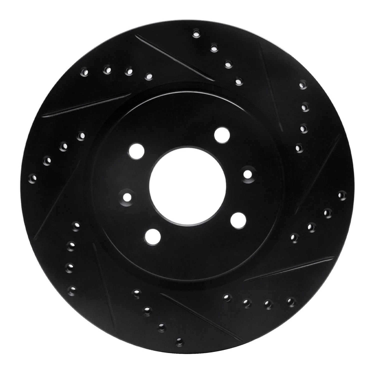 R1 Concepts 12-23 Hyundai Accent Front Right Drilled & Slotted Black Brake Rotor