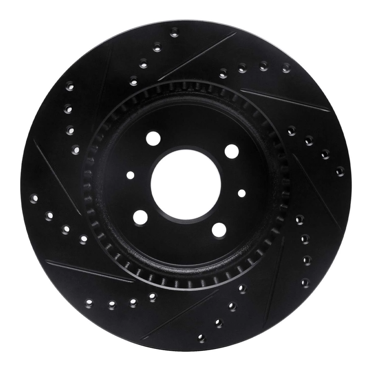 R1 Concepts 12-23 Hyundai Accent Front Right Drilled & Slotted Black Brake Rotor - Image 2