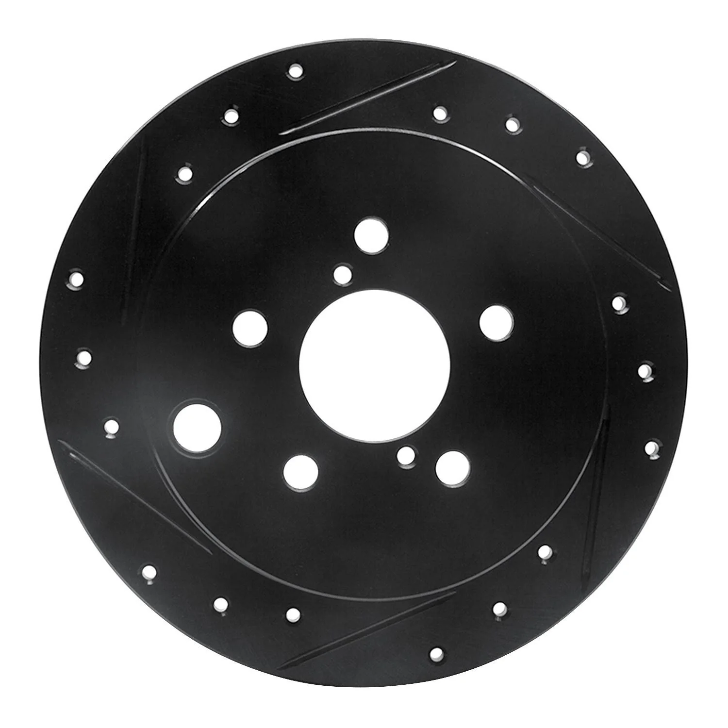 R1 Concepts 12-23 Subaru Crosstrek Rear Left Drilled & Slotted Black Brake Rotor