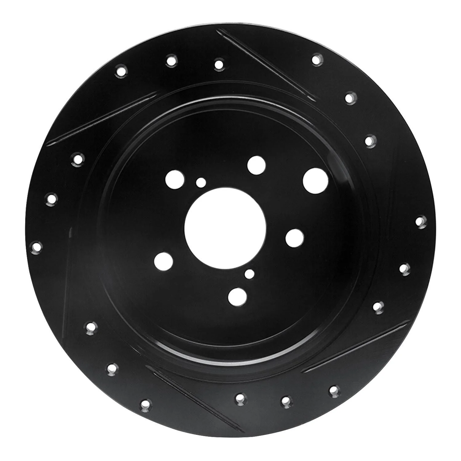 R1 Concepts 12-23 Subaru Crosstrek Rear Left Drilled & Slotted Black Brake Rotor - Image 2