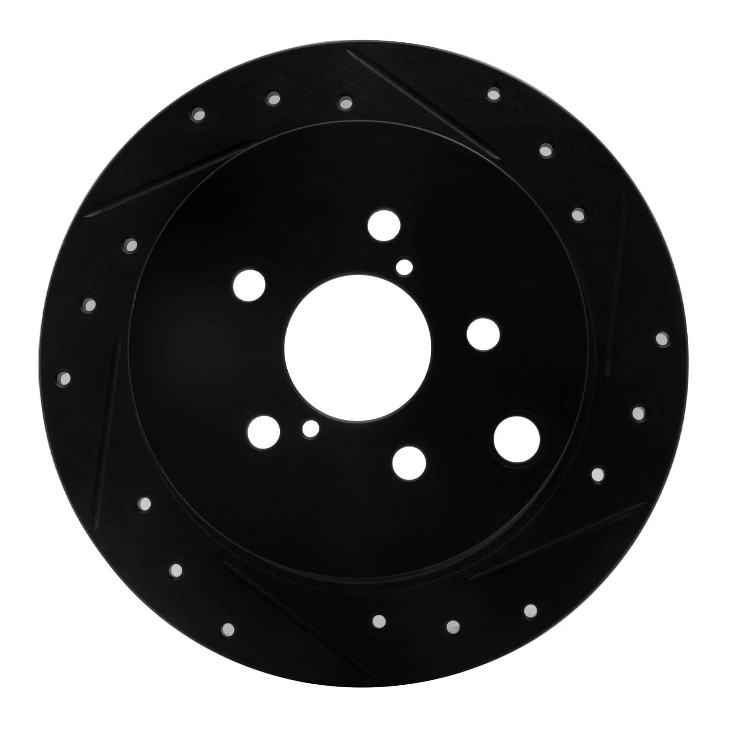 R1 Concepts 12-23 Subaru XV Crosstrek Rear Right Drilled & Slotted Black Brake Rotor