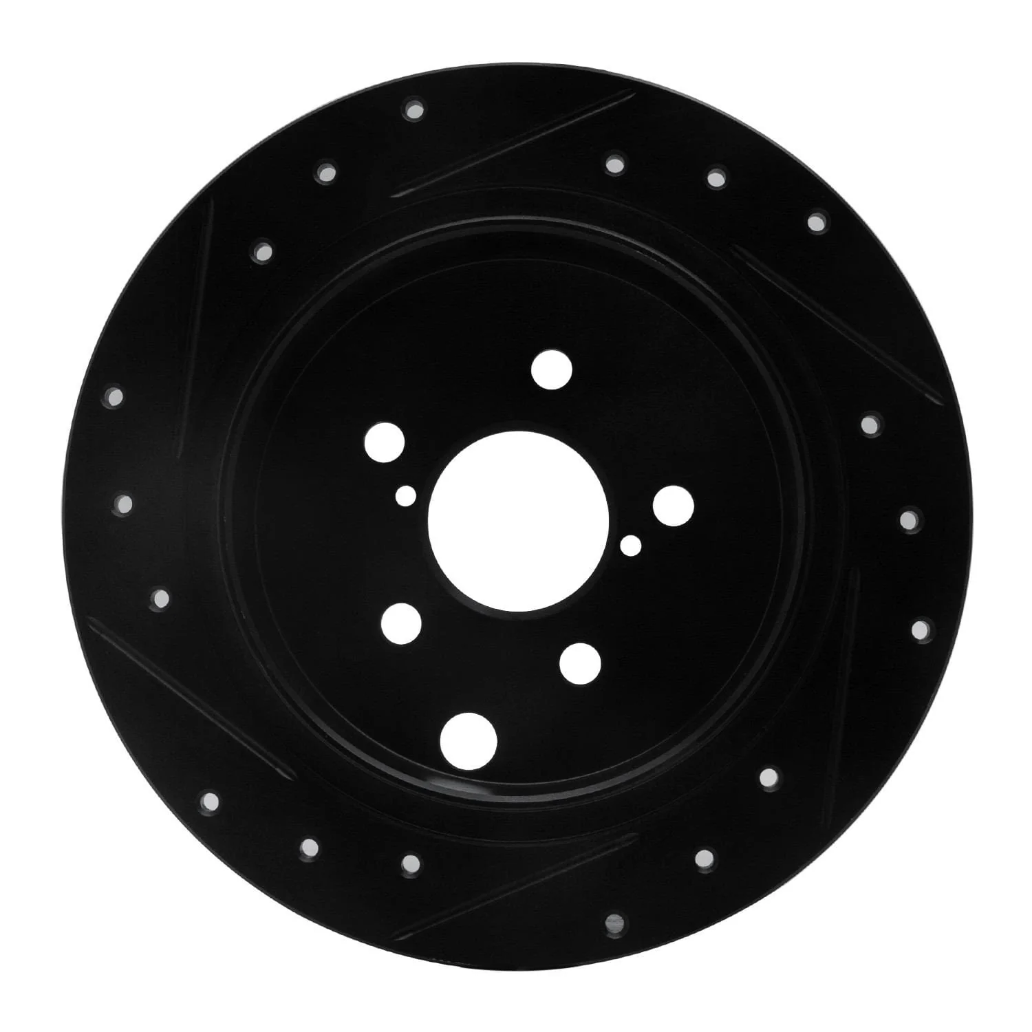 R1 Concepts 12-23 Subaru XV Crosstrek Rear Right Drilled & Slotted Black Brake Rotor - Image 2