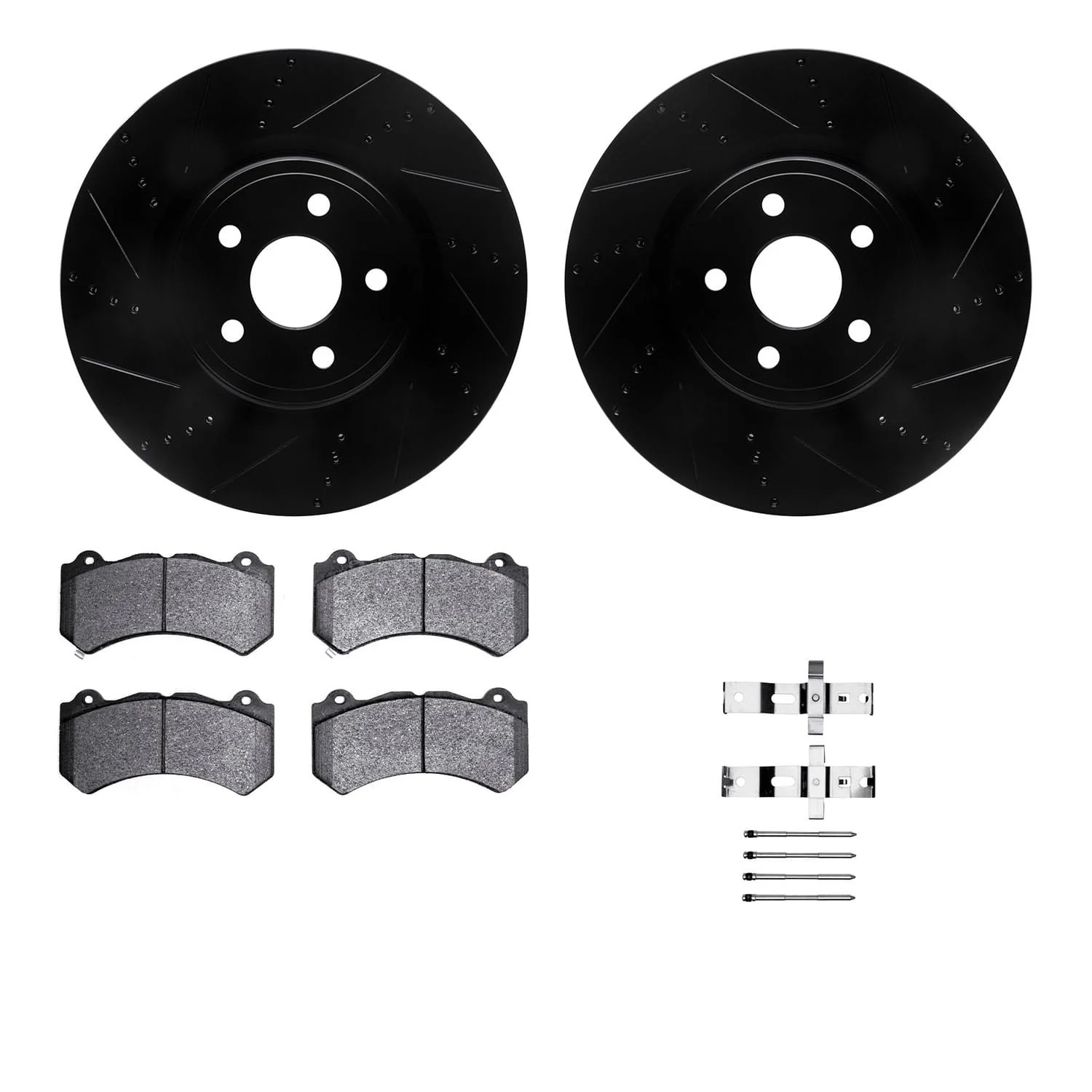 R1 Concepts 12-24 Dodge Durango Front Drill/Slot Black Rotors w/Euro Ceramic Pads