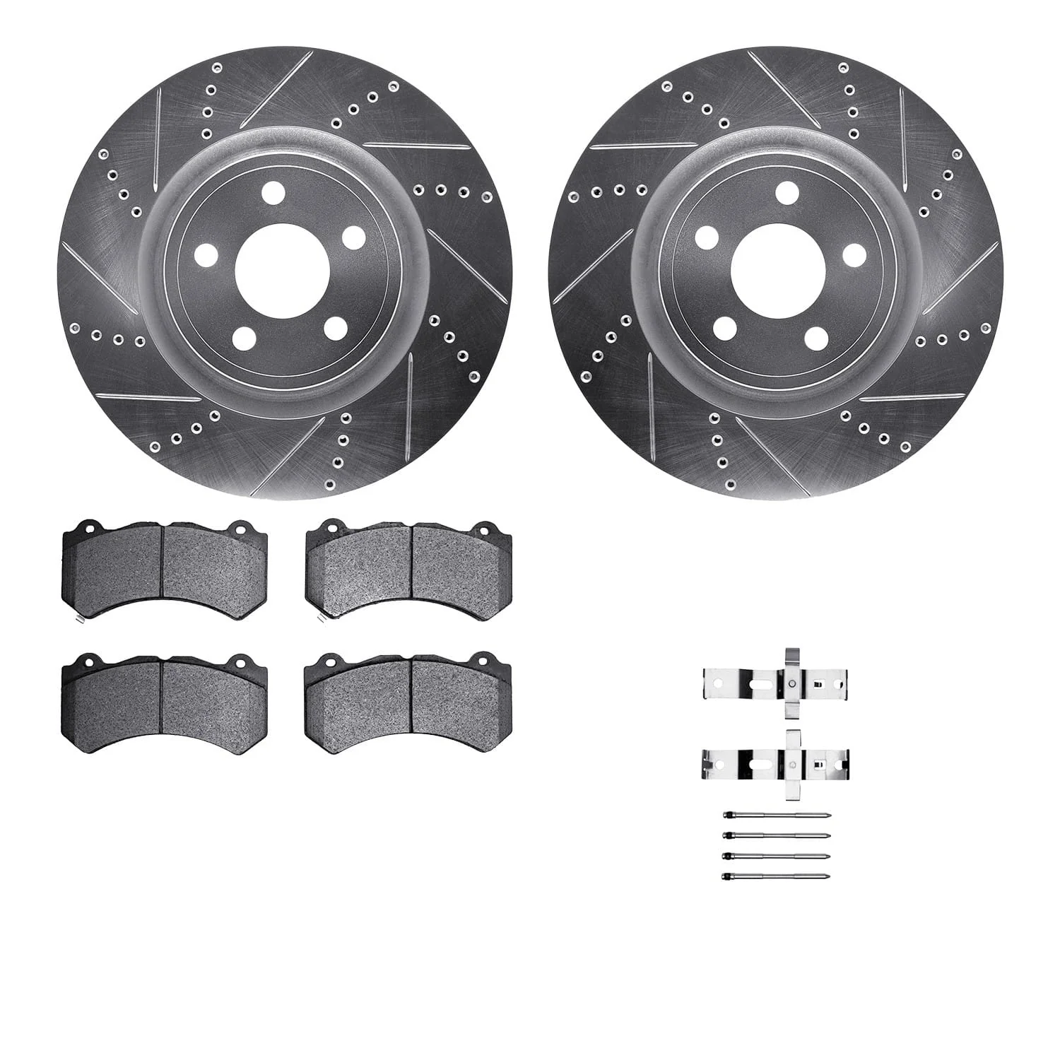 R1 Concepts 12-24 Dodge Durango Front Drill/Slot Silver Rotors w/Euro Ceramic Pads