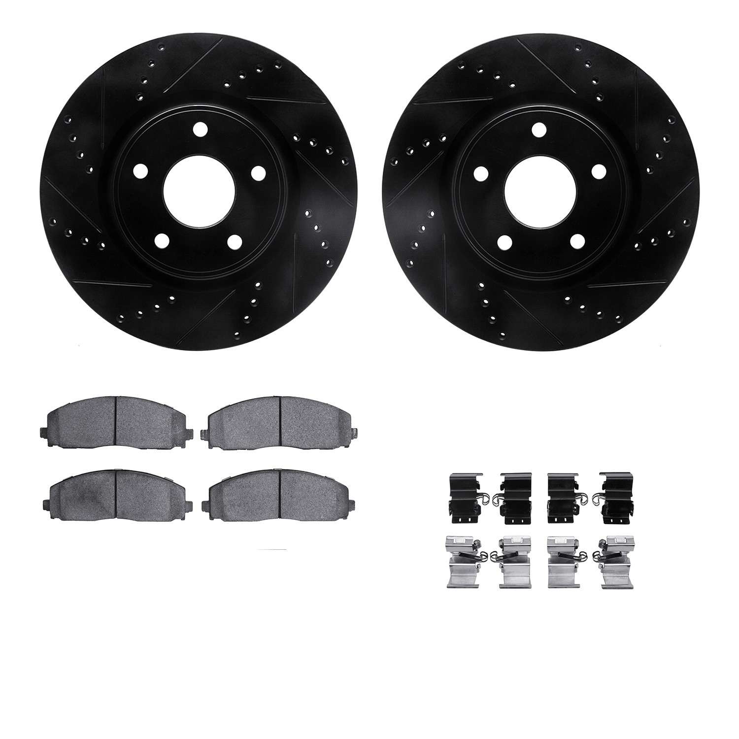 R1 Concepts 12-25 Chrysler Voyager Front Drill/Slot Black Rotors w/Euro Ceramic Pads