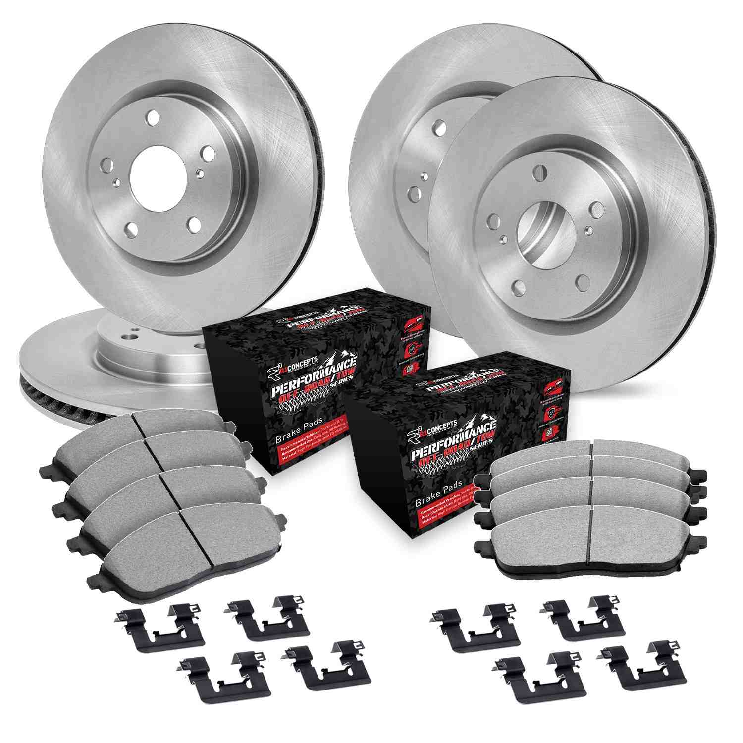 R1 Concepts 12-25 Dodge Durango Front & Rear Brake Rotor Set w/Off-Road/Tow Brake Pads and Hardware