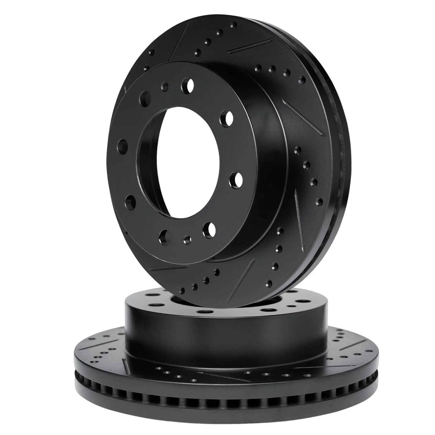 R1 Concepts 12-25 Ford F-250 Super Duty Front Drilled & Slotted Black Brake Rotor Set