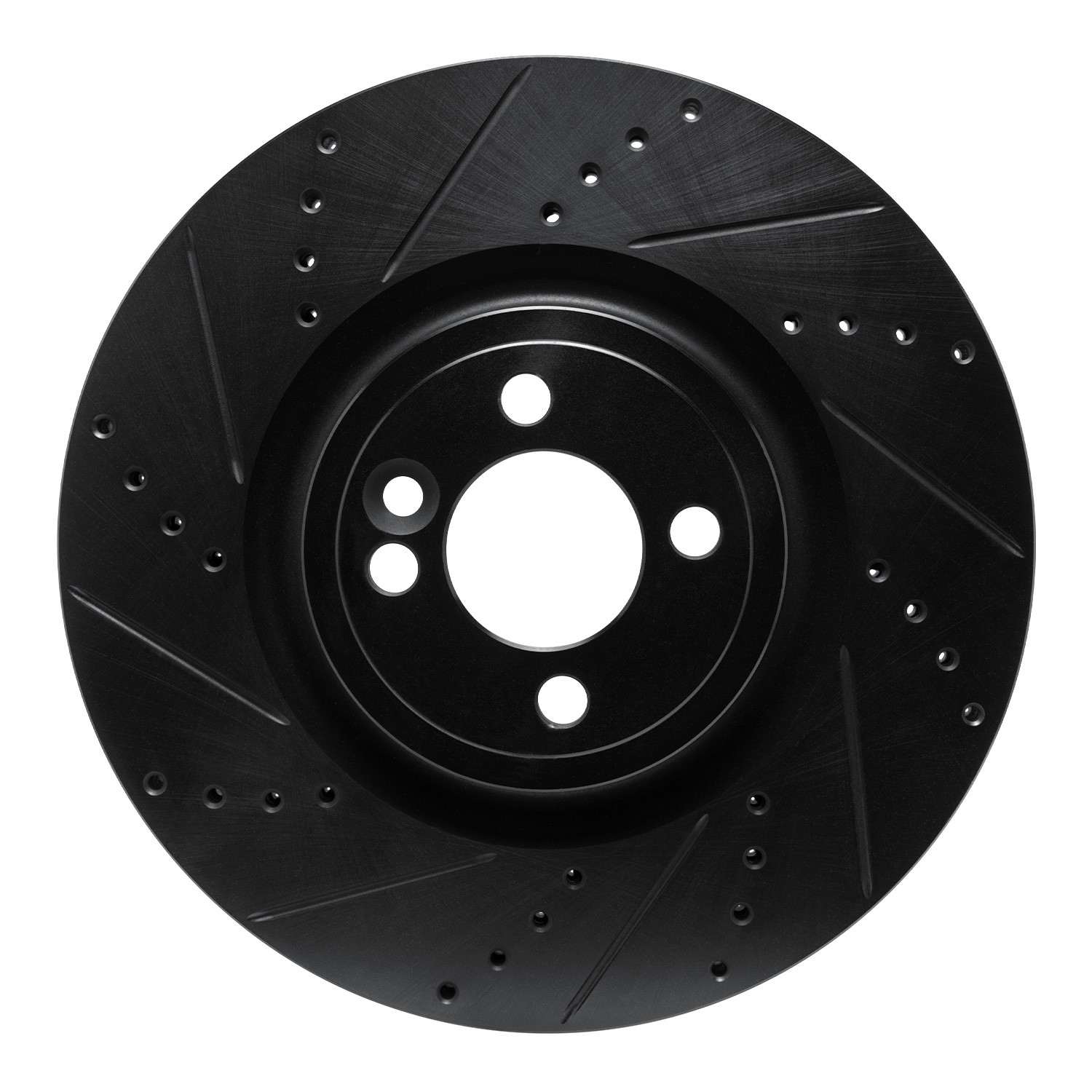 R1 Concepts 13-13 Mini Cooper (Excl Clubman) Front Left Drilled & Slotted Black Brake Rotor