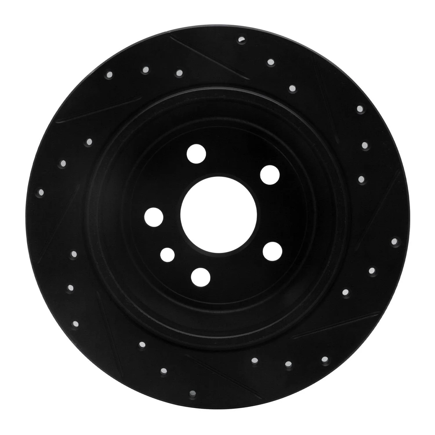 R1 Concepts 13-15 Land Rover LR2 Rear Left Drilled & Slotted Black Brake Rotor - Image 2