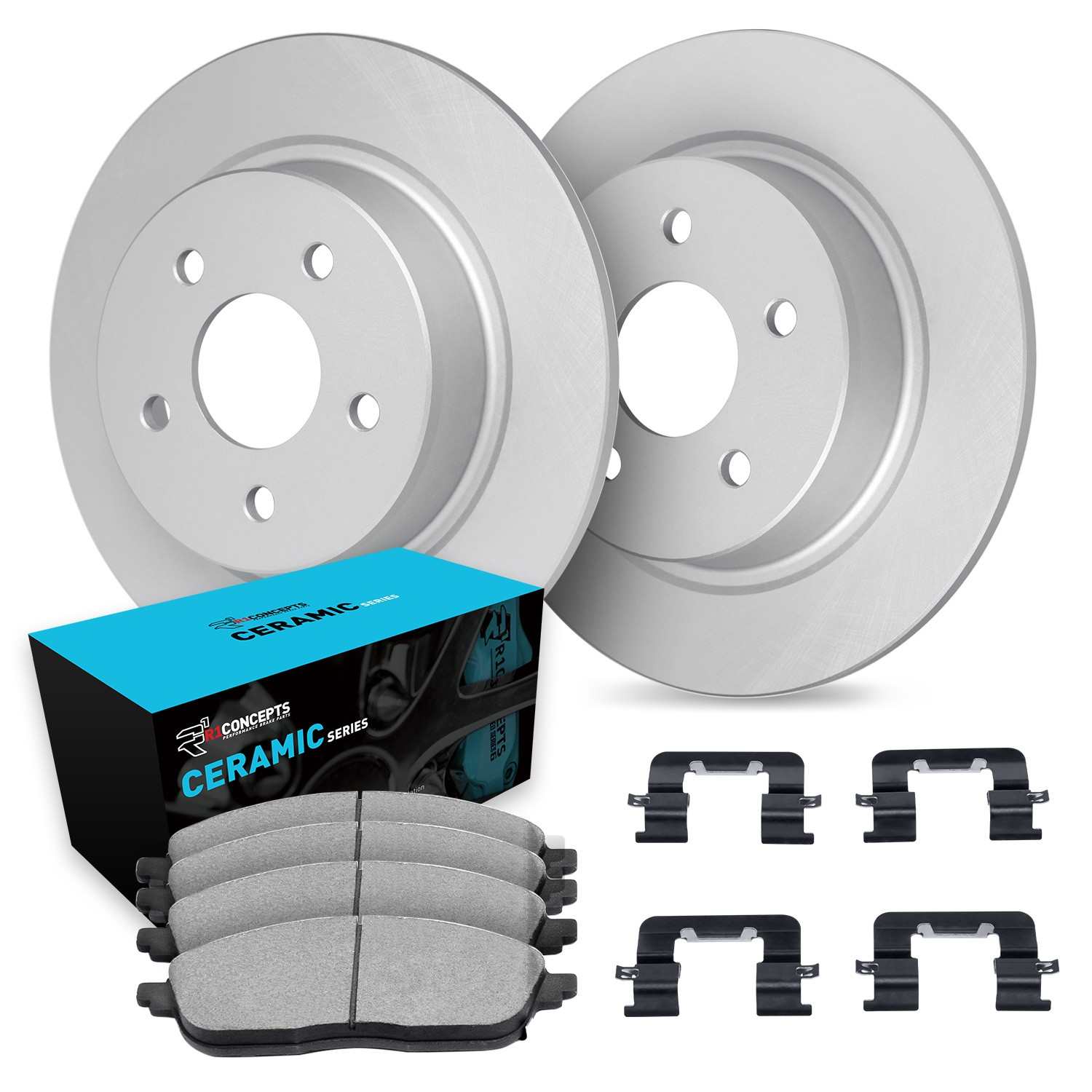 R1 Concepts 13-16 Dodge Dart Rear Carbon Coated Brake Rotor Set w/Ceramic Pads and Hardware - Image 2