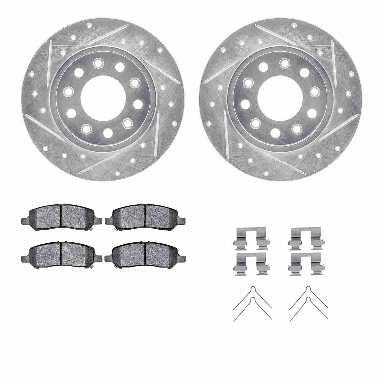 R1 Concepts 13-16 Dodge Dart Rear Drilled & Slotted Silver Brake Rotor Set w/Ceramic Pads and Hardware