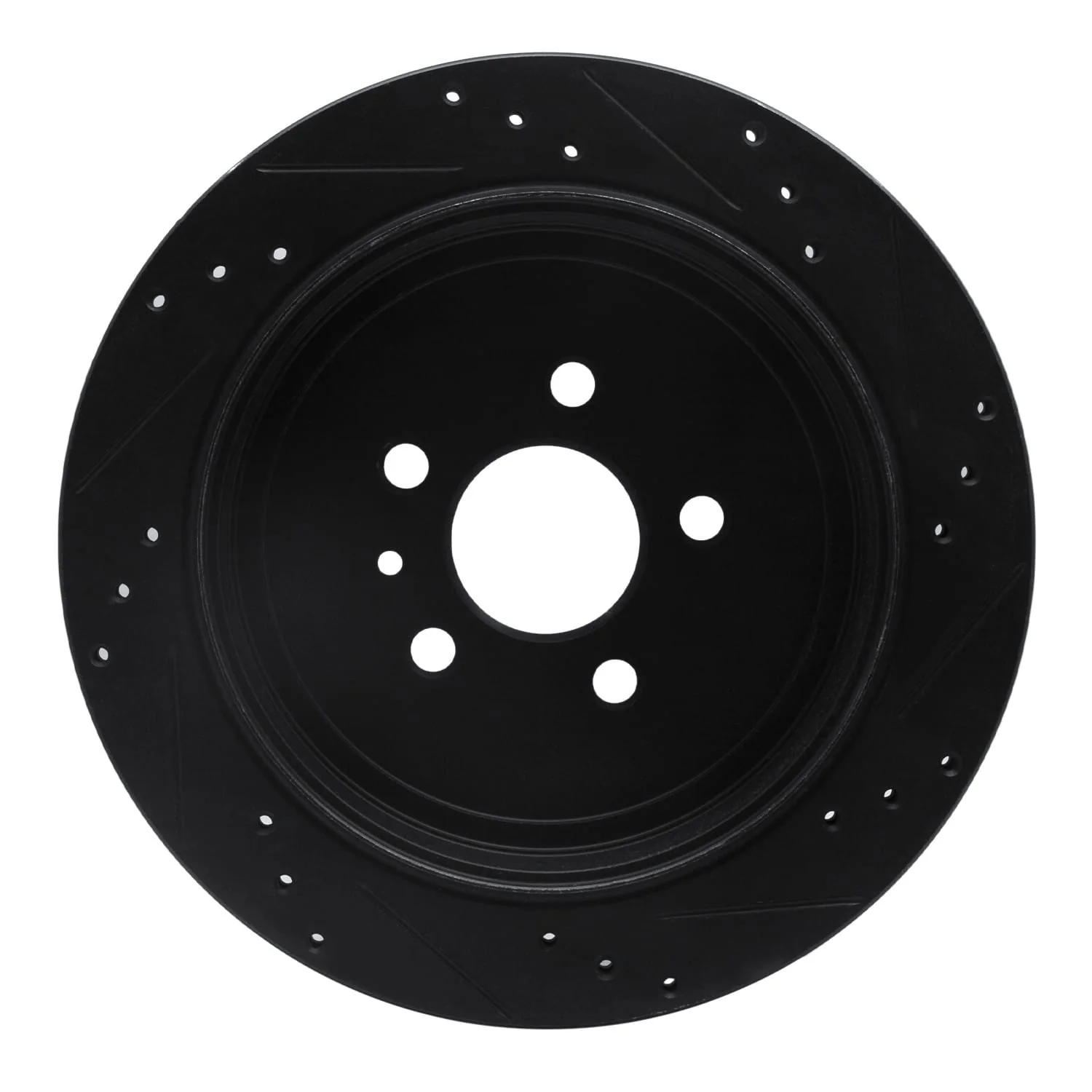 R1 Concepts 13-16 Lincoln MKT Rear Left Drilled & Slotted Black Brake Rotor - Image 2
