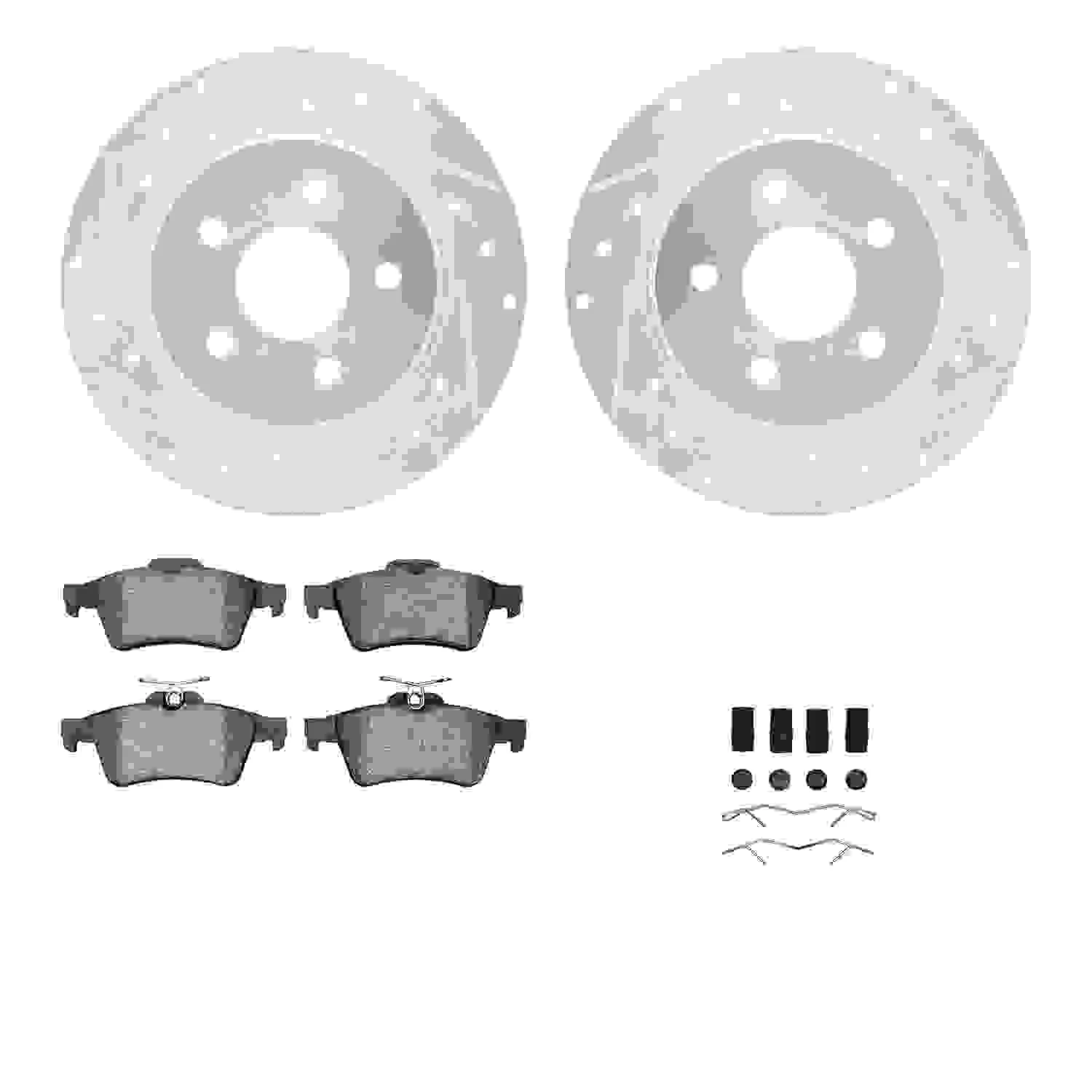 R1 Concepts 13-18 Ford Escape Rear Drilled & Slotted Silver Brake Rotor Set w/Ceramic Pads and Hardware