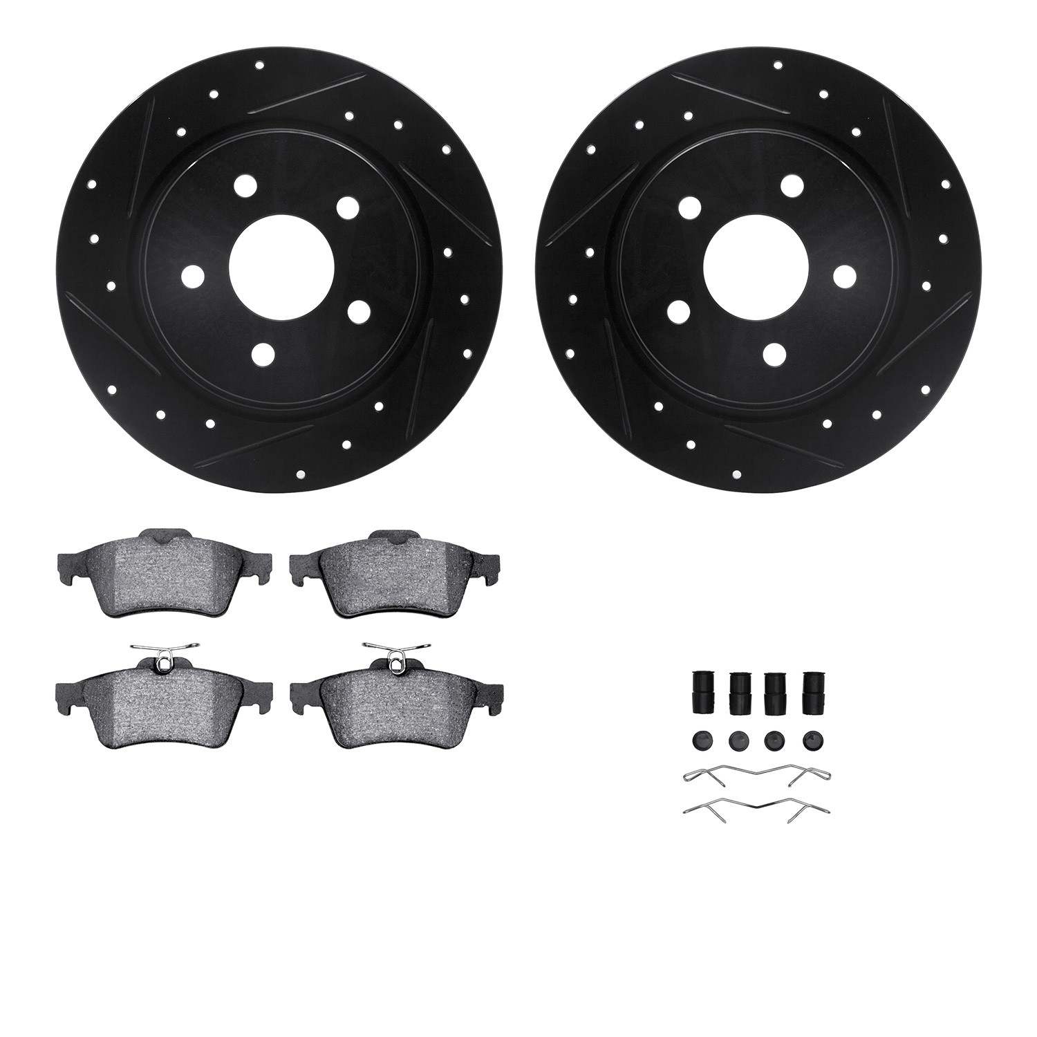 R1 Concepts 13-18 Ford Transit Connect Rear Drill/Slot Black Rotors w/Ceramic Pads
