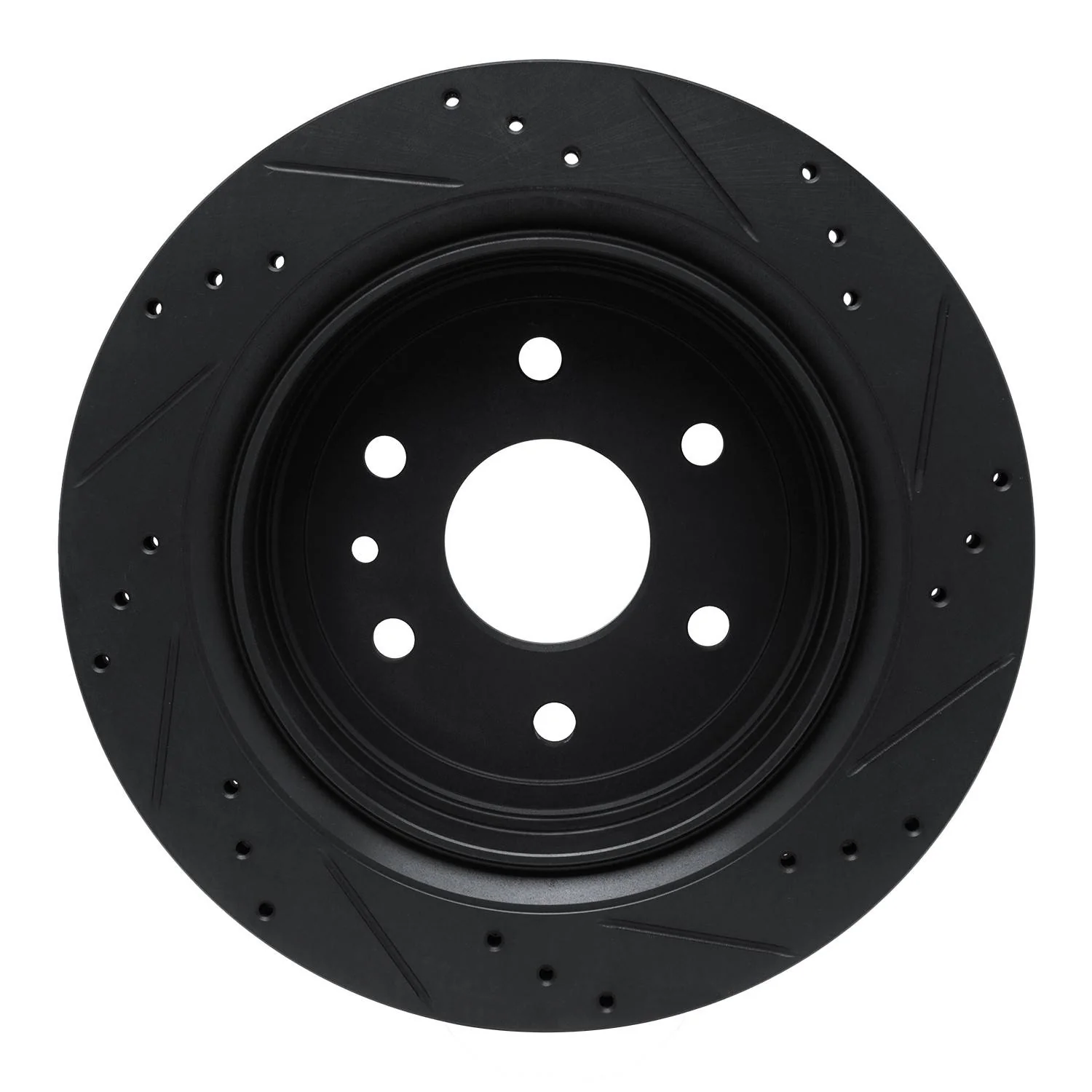 R1 Concepts 13-19 Cadillac XTS Rear Left Drilled & Slotted Black Brake Rotor - Image 2