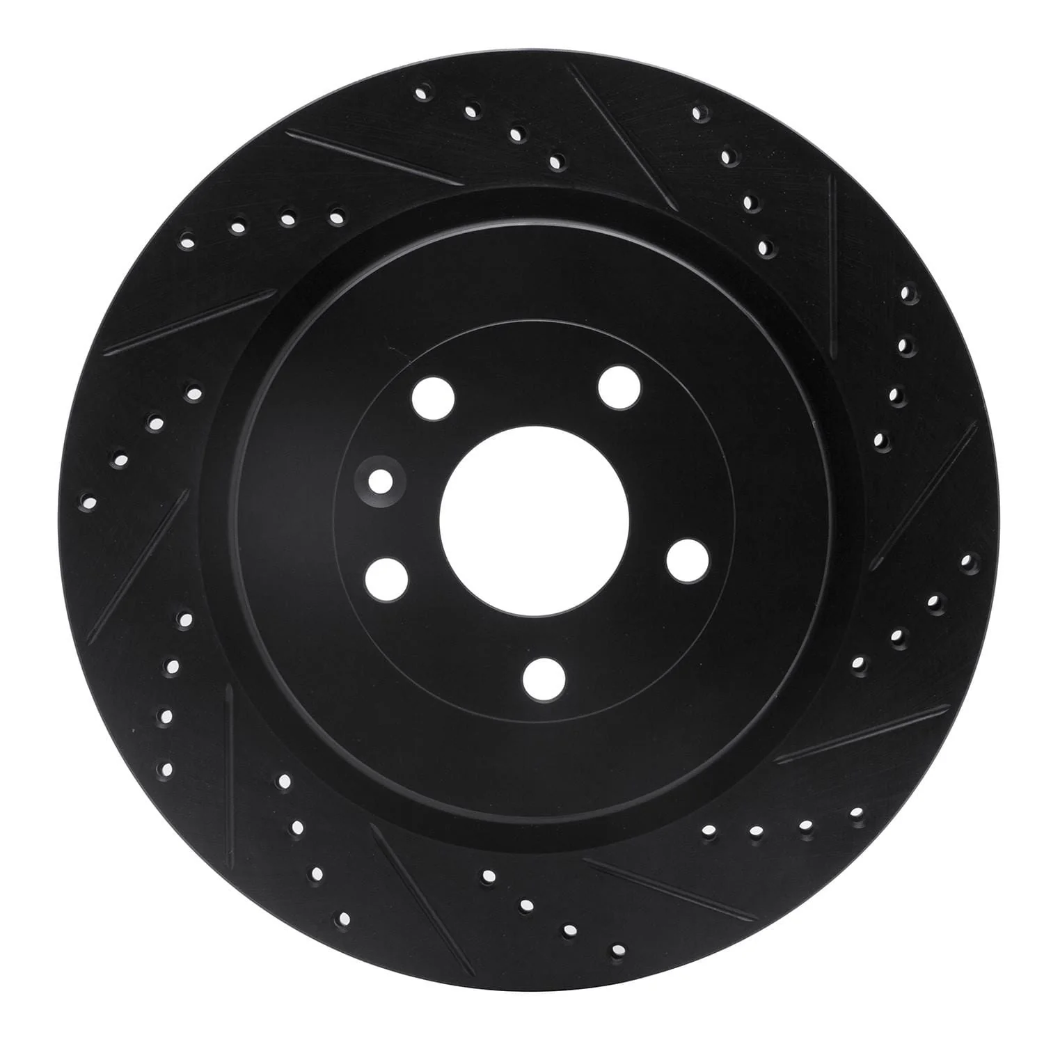 R1 Concepts 13-19 Ford Flex Rear Right Drilled & Slotted Black Brake Rotor