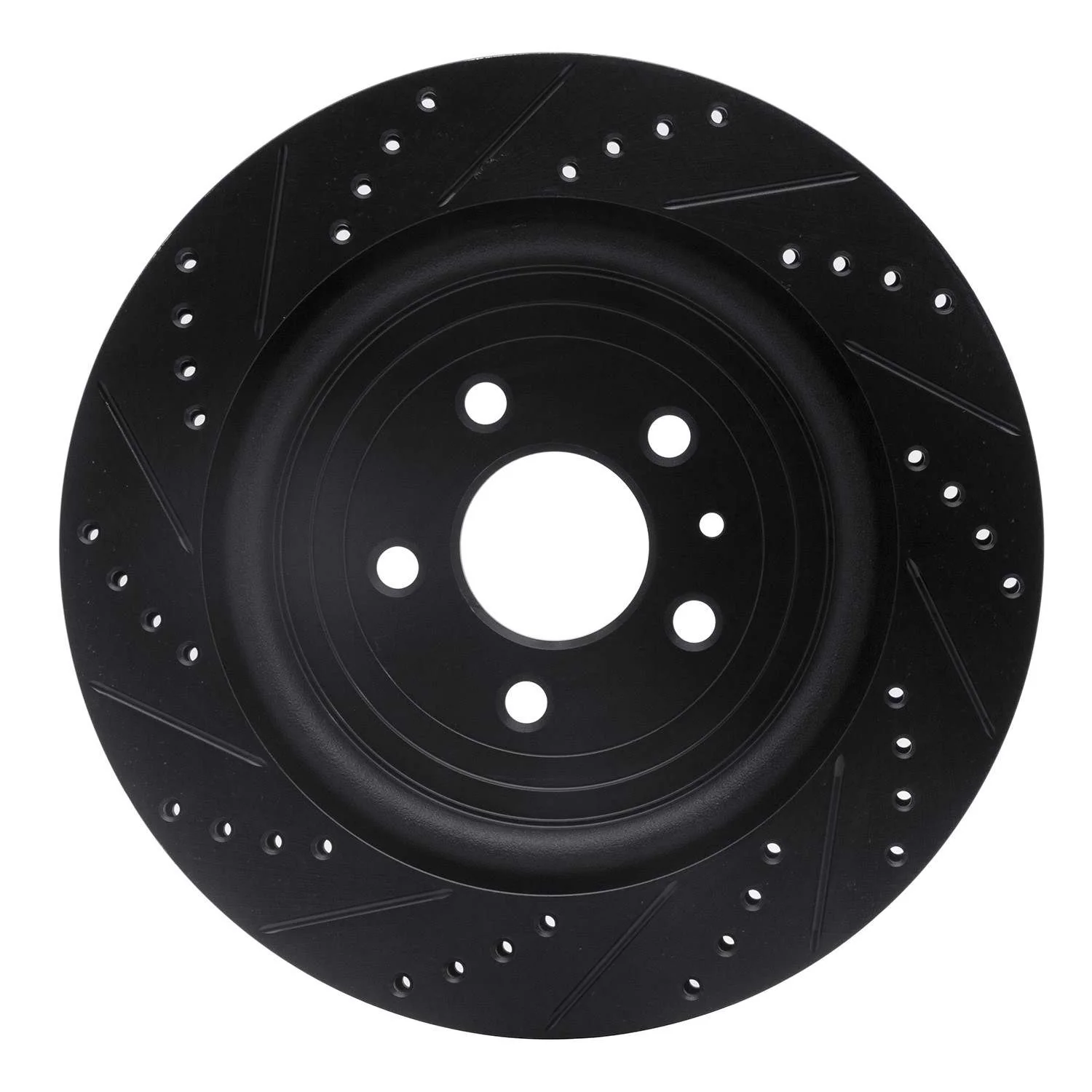 R1 Concepts 13-19 Ford Flex Rear Right Drilled & Slotted Black Brake Rotor - Image 2