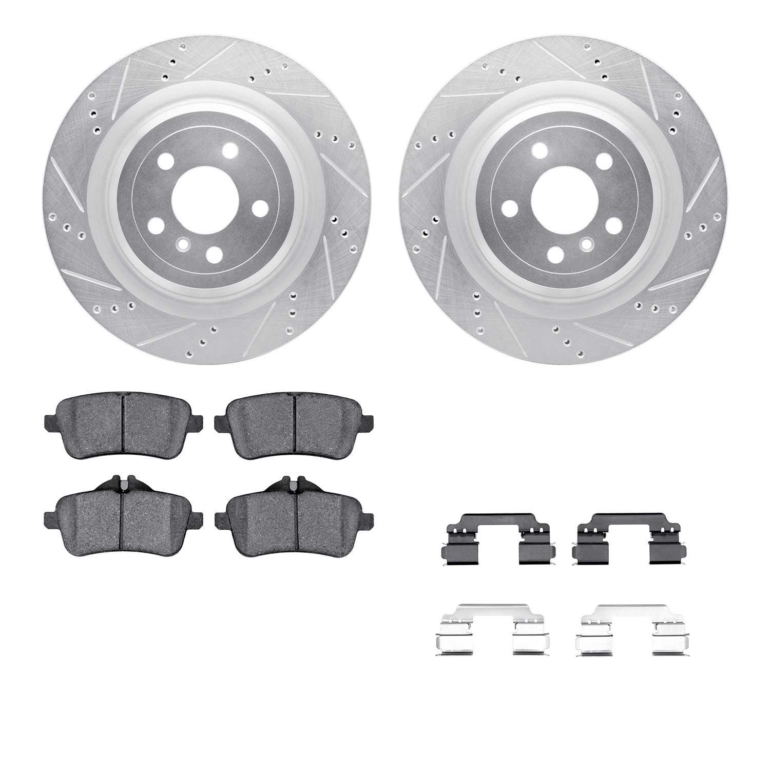 R1 Concepts 13-19 Mercedes-Benz GL550 Rear Drill/Slot Silver Rotors w/Euro Ceramic Pads