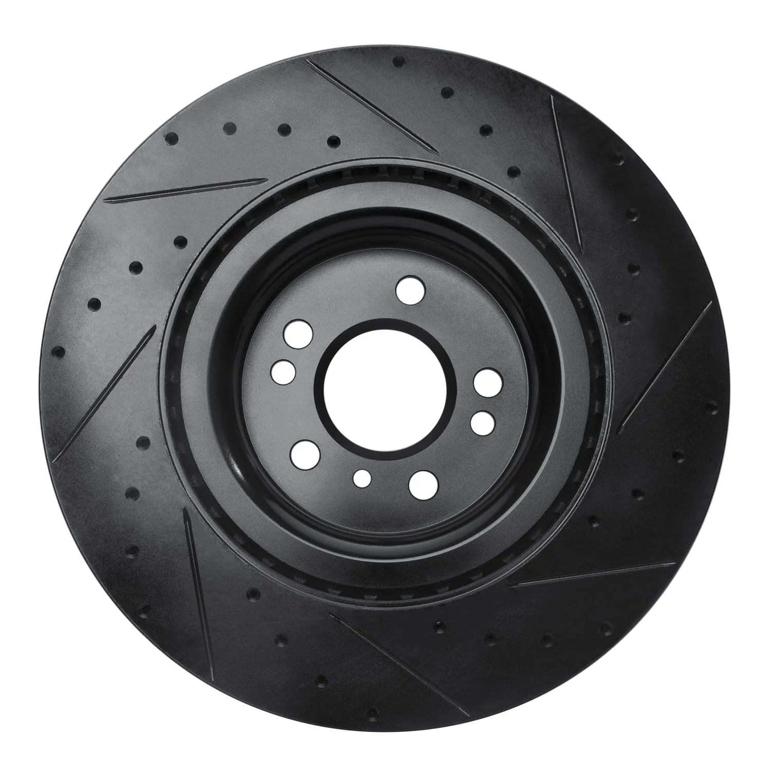 R1 Concepts 13-19 Mercedes-Benz GLE400 Front Left Drilled & Slotted Black Brake Rotor - Image 2