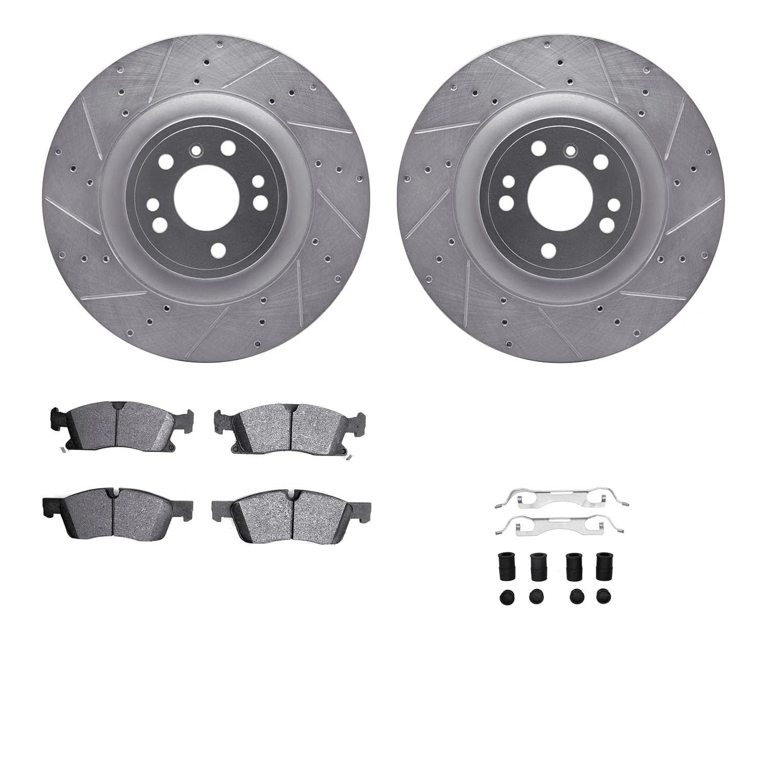 R1 Concepts 13-19 Mercedes-Benz GLS450 Front Drill/Slot Silver Rotors w/Ceramic Pads