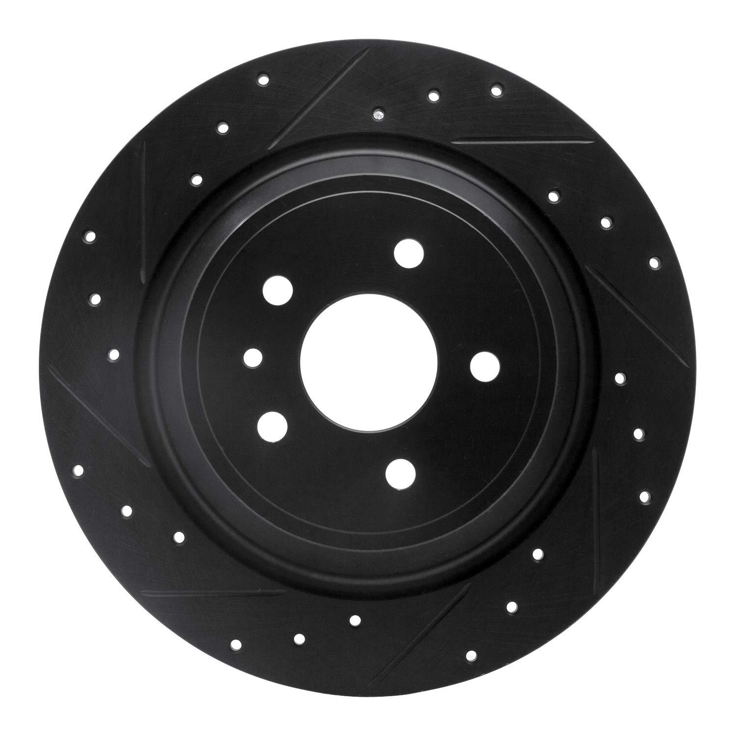 R1 Concepts 13-20 Ford Escape Rear Left Drilled & Slotted Black Brake Rotor