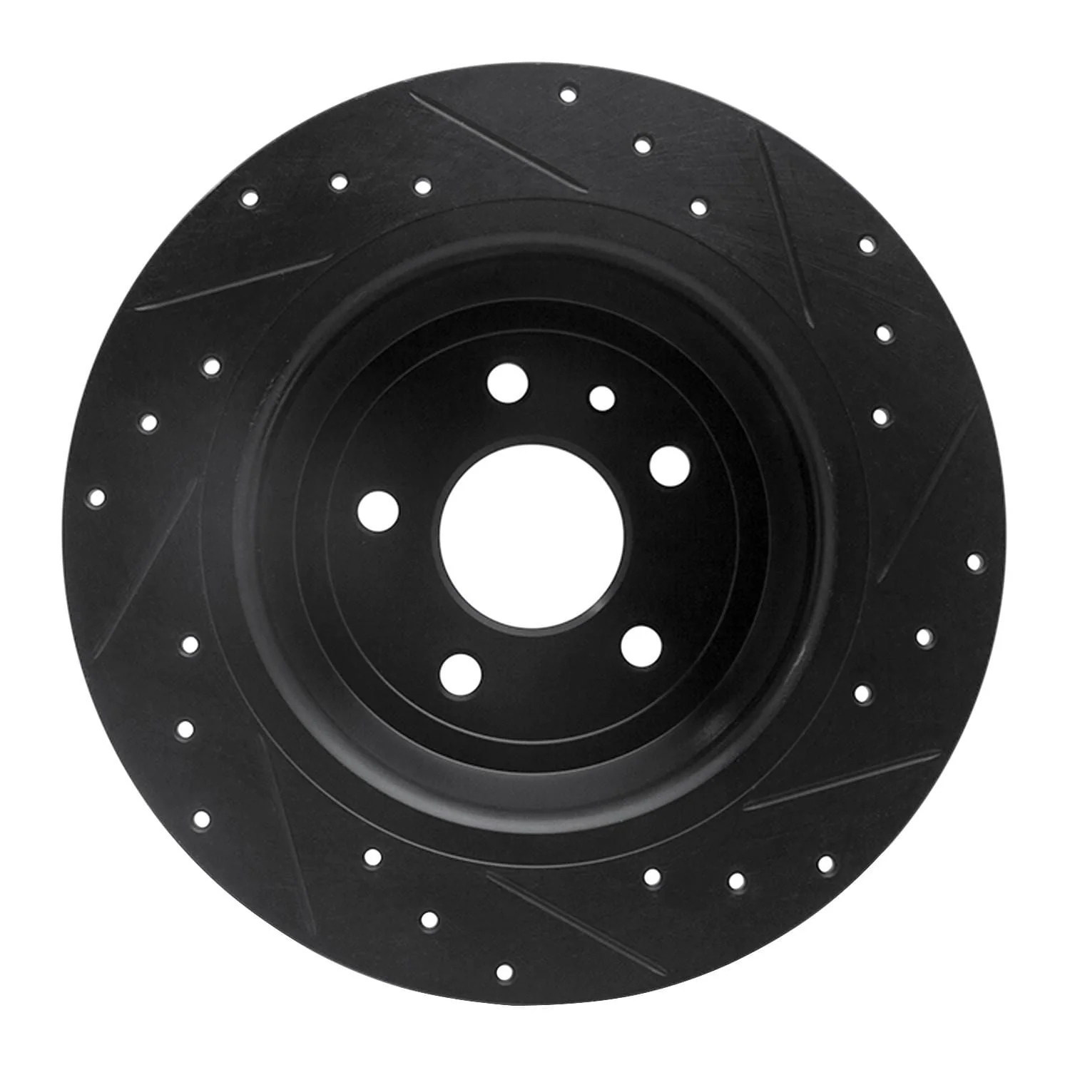 R1 Concepts 13-20 Ford Escape Rear Left Drilled & Slotted Black Brake Rotor - Image 2