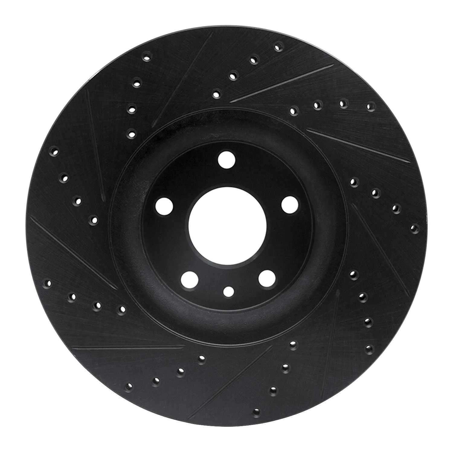 R1 Concepts 13-20 Ford Fusion Front Right Drilled & Slotted Black Brake Rotor - Image 2