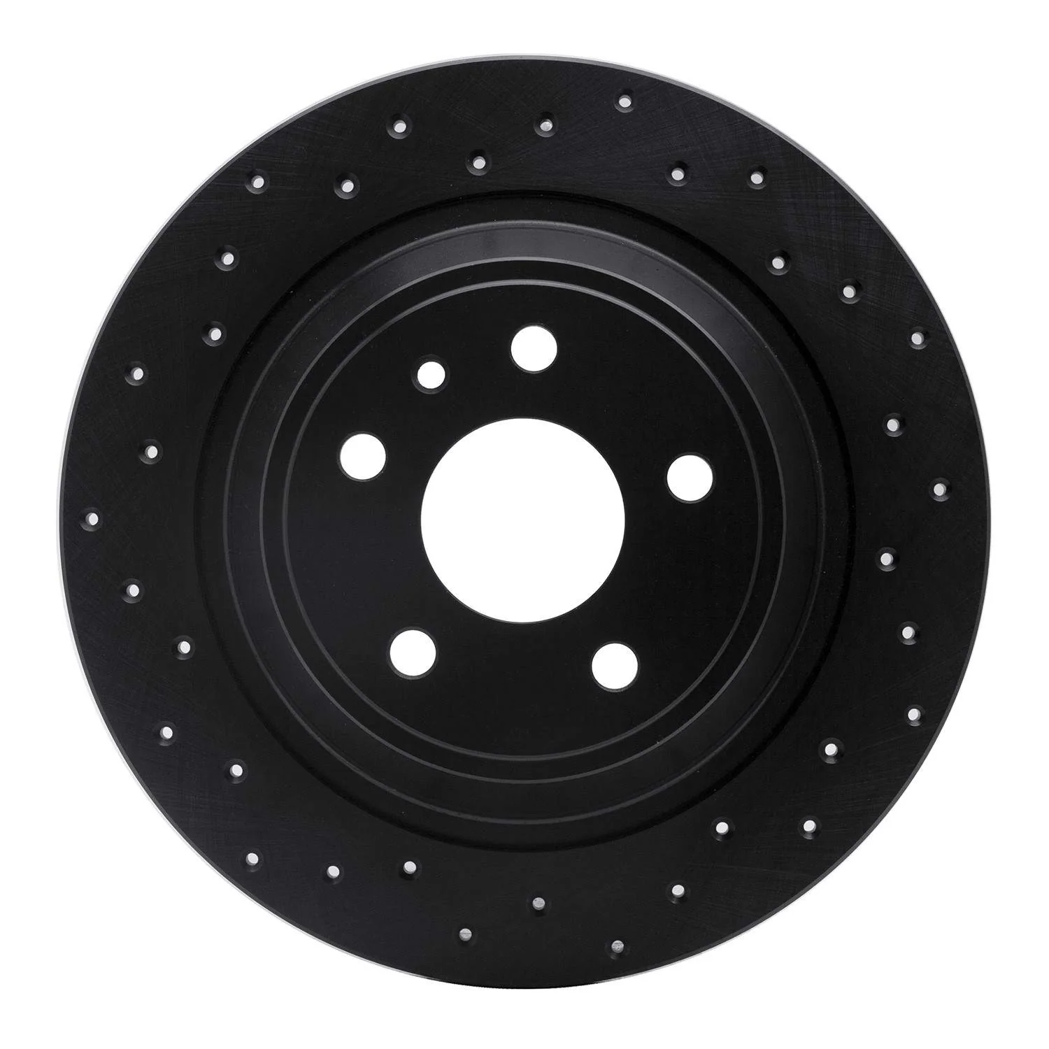 R1 Concepts 13-20 Ford Fusion Rear Left Drilled Black Brake Rotor
