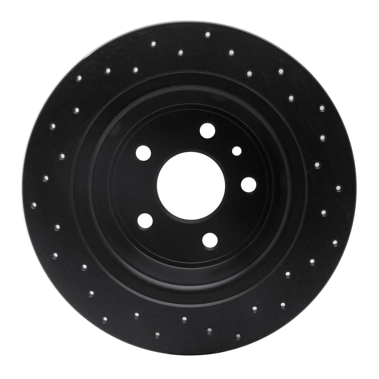 R1 Concepts 13-20 Ford Fusion Rear Left Drilled Black Brake Rotor - Image 2