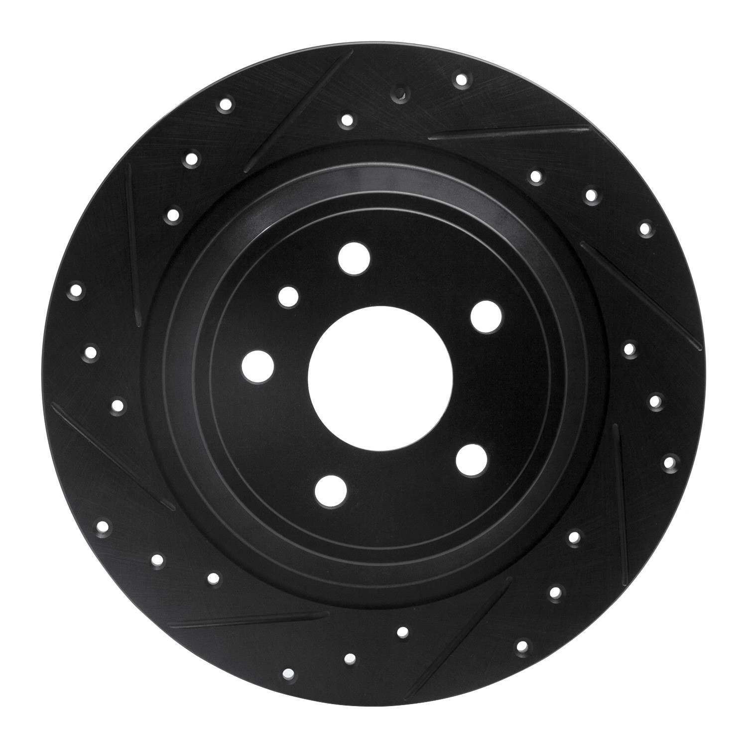 R1 Concepts 13-20 Ford Fusion Rear Left Drilled & Slotted Black Brake Rotor