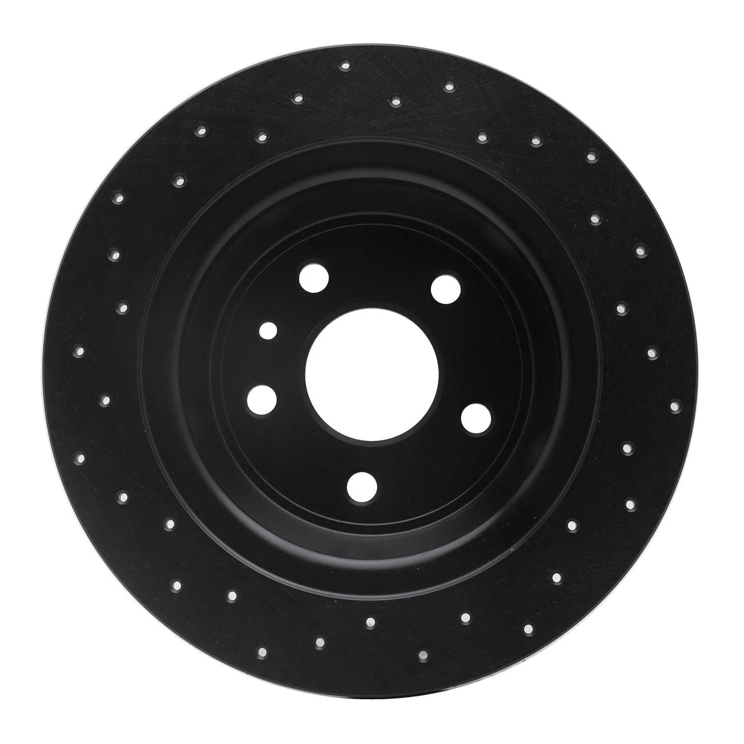 R1 Concepts 13-20 Ford Fusion Rear Right Drilled Black Brake Rotor - Image 2