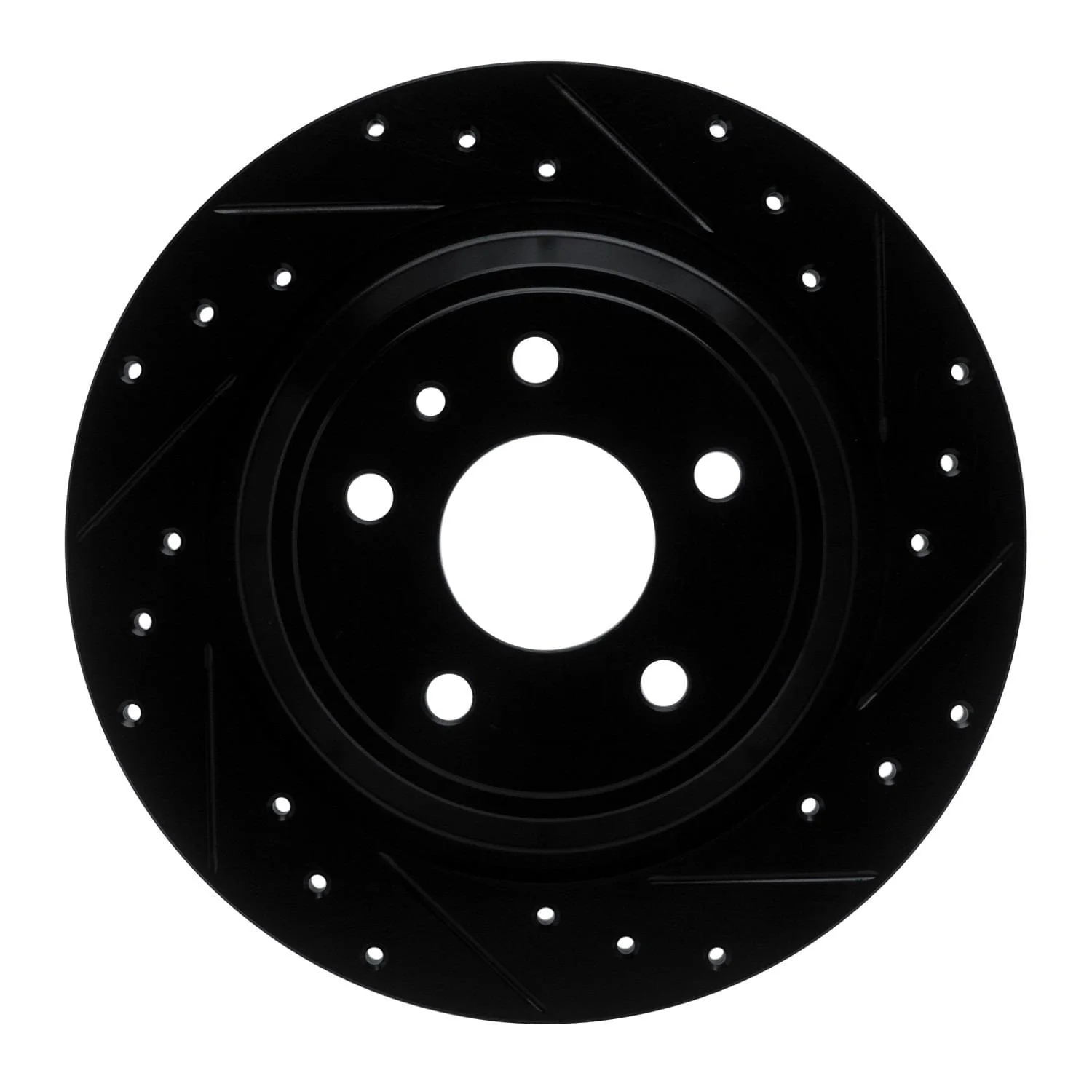 R1 Concepts 13-20 Ford Fusion Rear Right Drilled & Slotted Black Brake Rotor