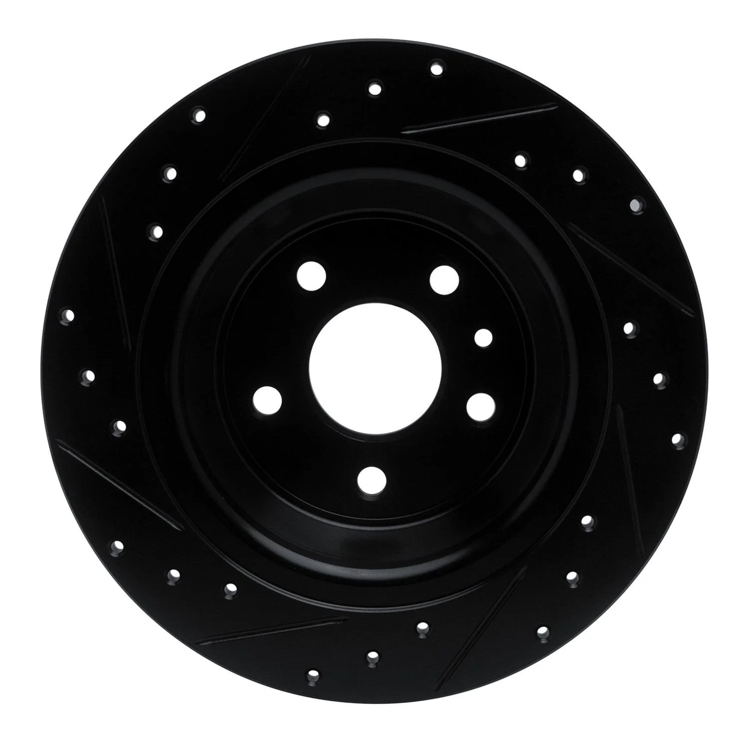 R1 Concepts 13-20 Ford Fusion Rear Right Drilled & Slotted Black Brake Rotor - Image 2