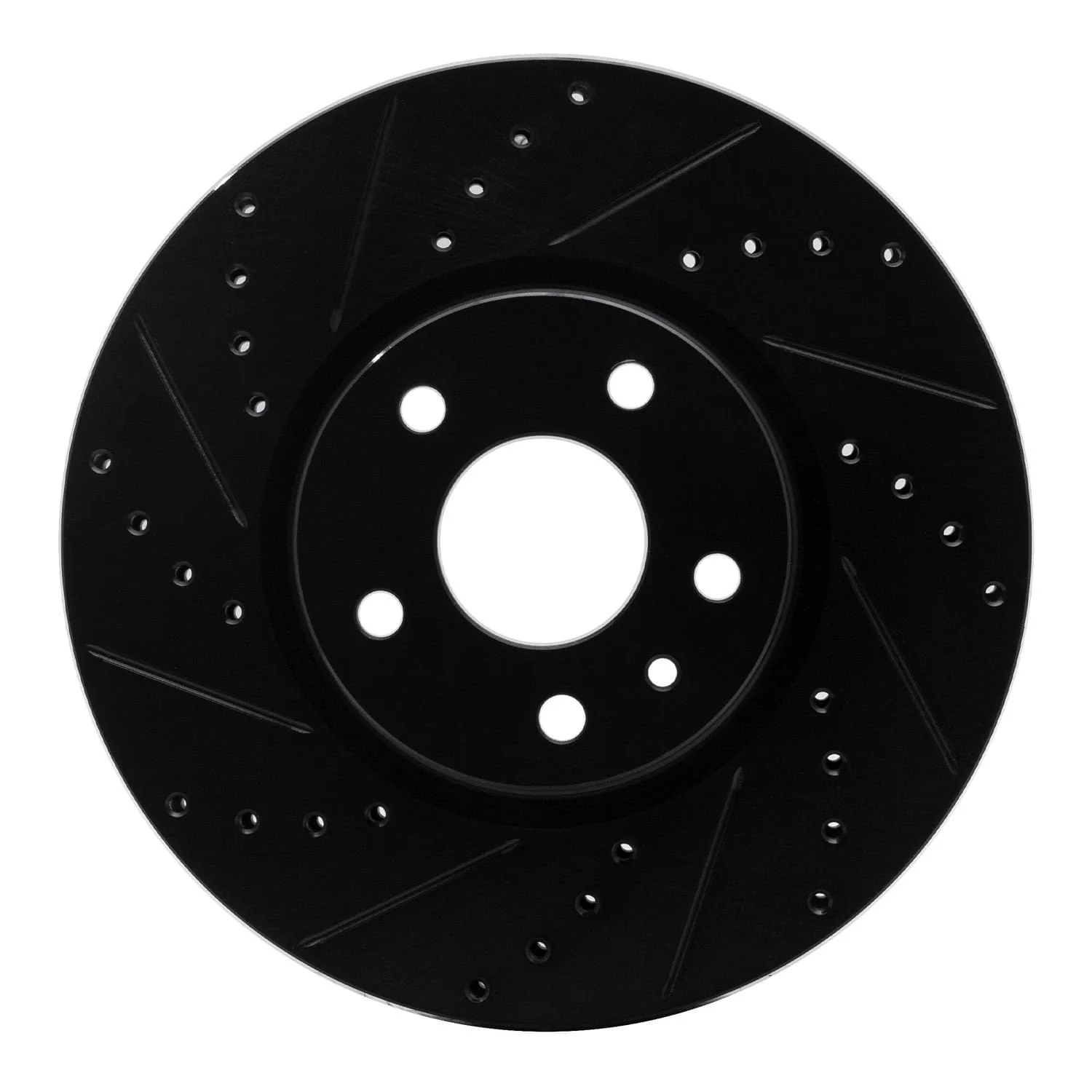 R1 Concepts 13-20 Ford Special SERVICE POLICE Sedan Front Left Drilled & Slotted Black Brake Rotor