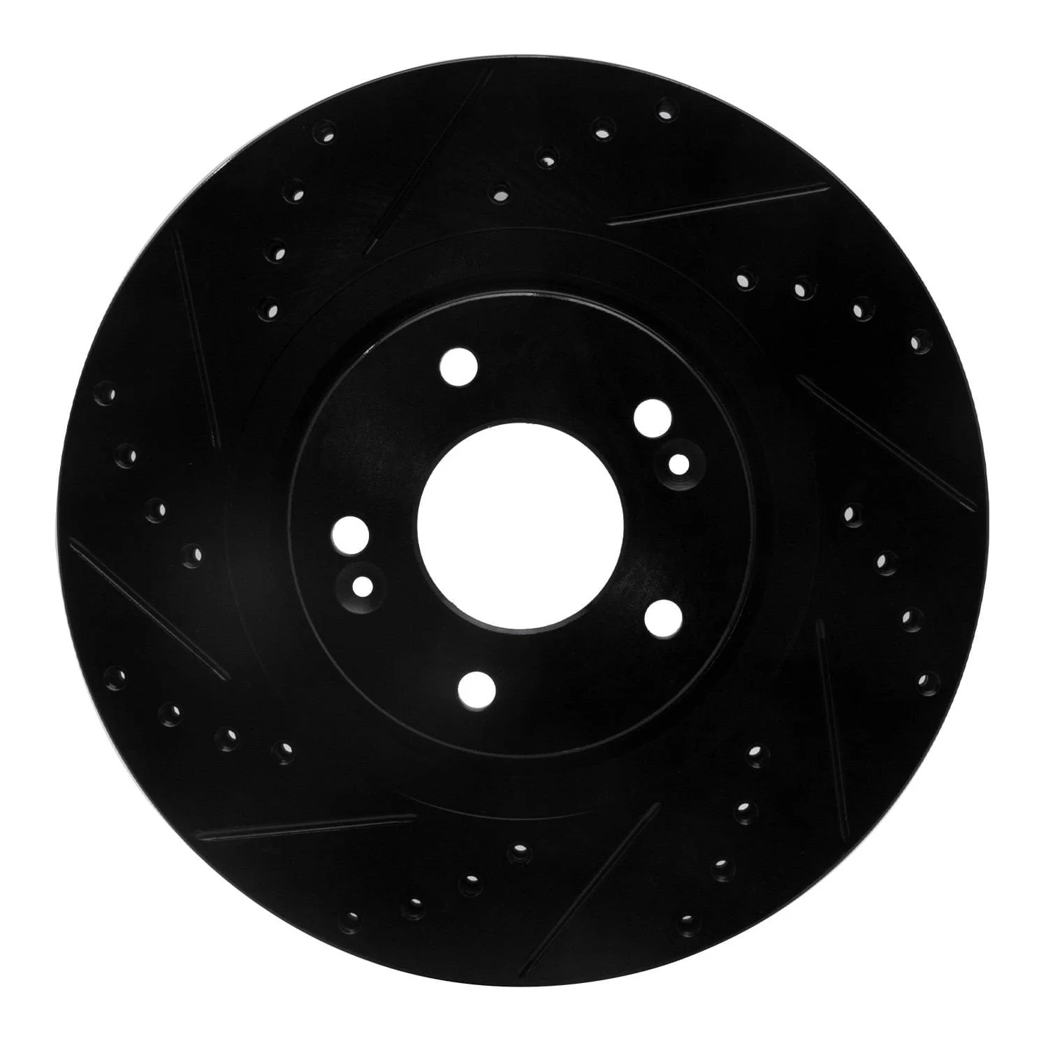 R1 Concepts 13-20 Hyundai Santa Fe Sport Front Left Drilled & Slotted Black Brake Rotor