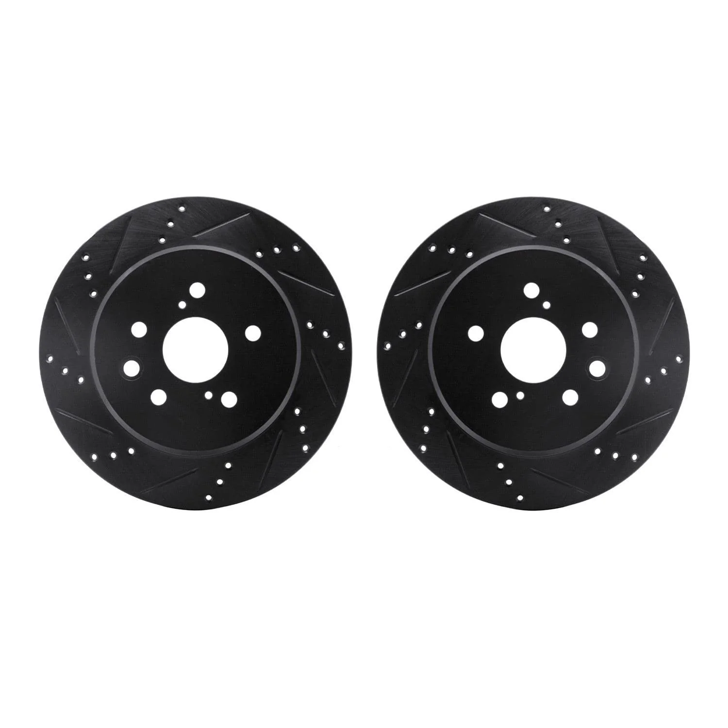 R1 Concepts 13-20 Lexus GS200t Rear Drilled & Slotted Black Brake Rotor Set