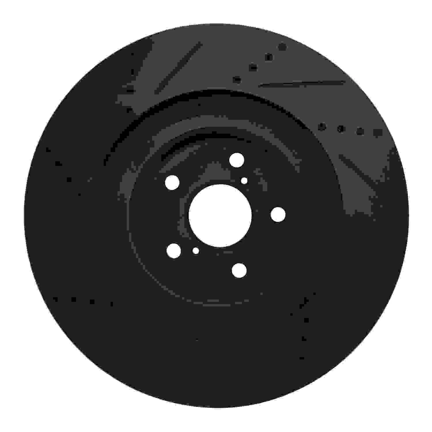 R1 Concepts 13-20 Lexus Gs450H Left Front Drilled & Slotted Black Brake Rotor - Image 2